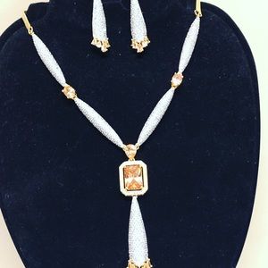 Jewelry set, gorgeous 2 pcs zirconium peach color